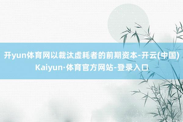 开yun体育网以裁汰虚耗者的前期资本-开云(中国)Kaiyun·体育官方网站-登录入口